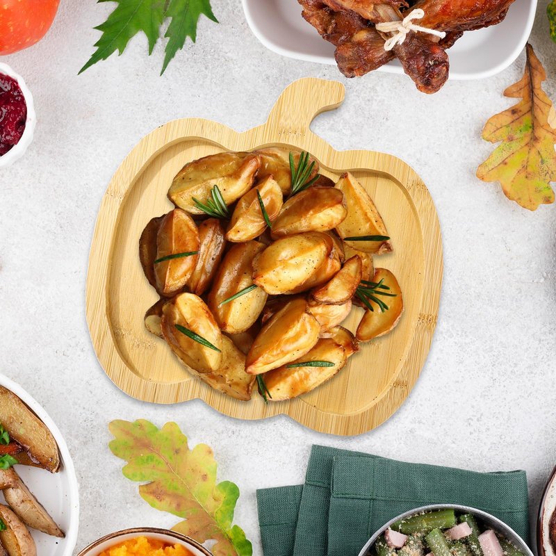 Whaline 2 Pcs Fall Serving Trays Pumpkin Maple Leaf Serving Platters Autumn Wooden Charcuterie Boards for Thanksgiving Halloween Harvest Home Party Food Supplies
