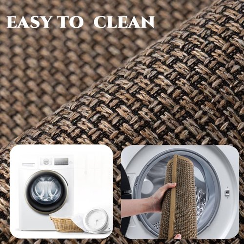 L Shape Kitchen Mat, Anti-slip Corner Kitchen Mats for Floor, 1 Piece L Shape Rug, Absorbent Runner in Front of Sink, Washable Floor Rugs for Home,Kitchen,Office(Black/Brown Right-L,3'11" x 2'7")