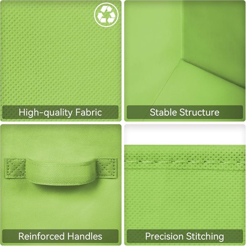 Granny Says Cube Storage Bins - 11-Inch Foldable Fabric Organizers with Handle | Light Green, 6-Pack