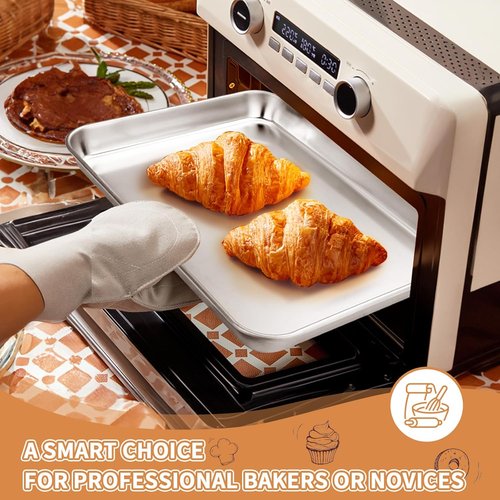 Deedro Stainless Steel Baking Sheet Set - Heavy Duty Non-Toxic Cookie Pans | Easy Clean, 10 x 8 Inch