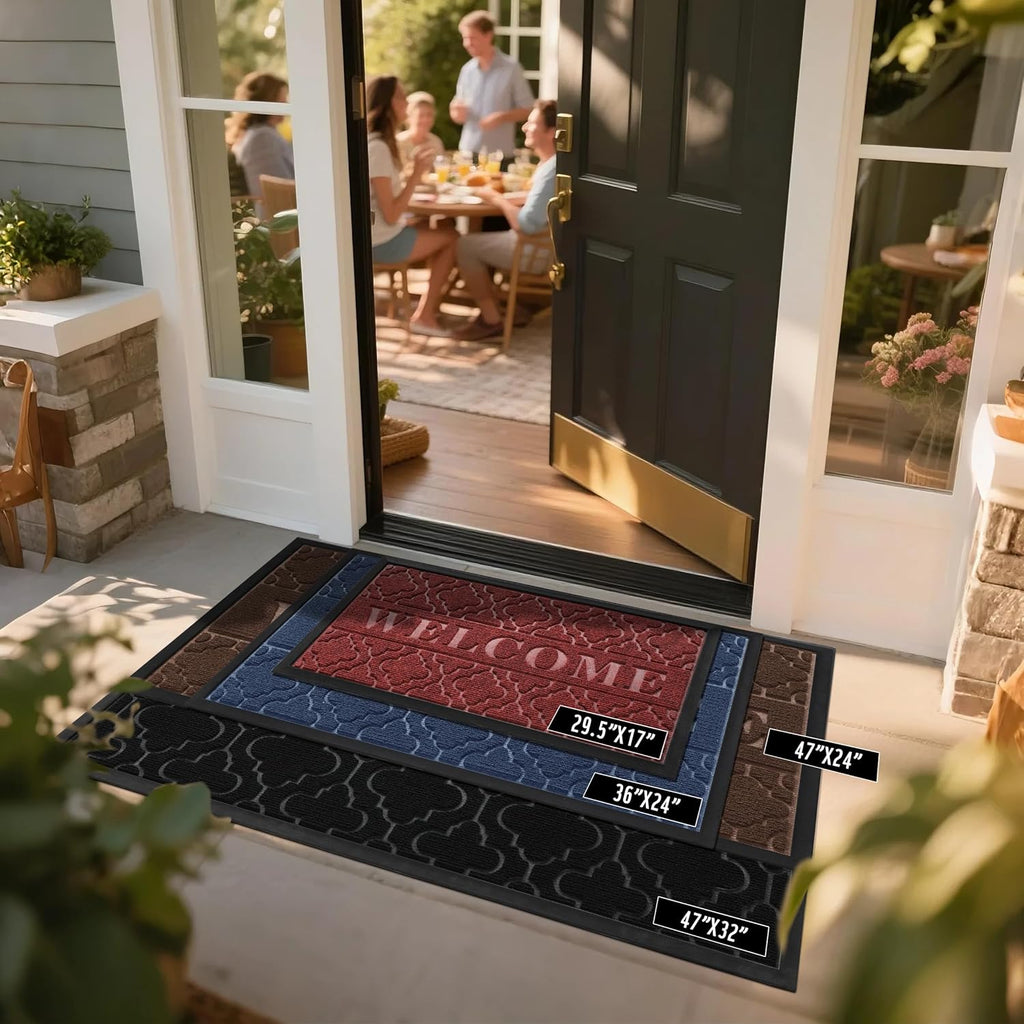 Yimobra Outdoor Welcome Mat - All-Weather Waterproof Non-Slip Doormat | 29.5x17 Inches, Black