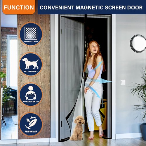 Mesh Screen with Magnetic Closure - Heavy Duty Bug Barrier for Doors | Pet & Kid Friendly (38 x 82 Inch)