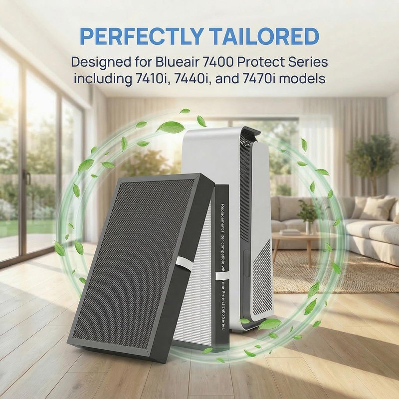 7400 Replacement Filter Compatible with Blueair 7400 Air Purifier ，H13,Blueair 7470i.7410i 7440i,1 PACK.hepa air purifier filter, Efficient dust removal。