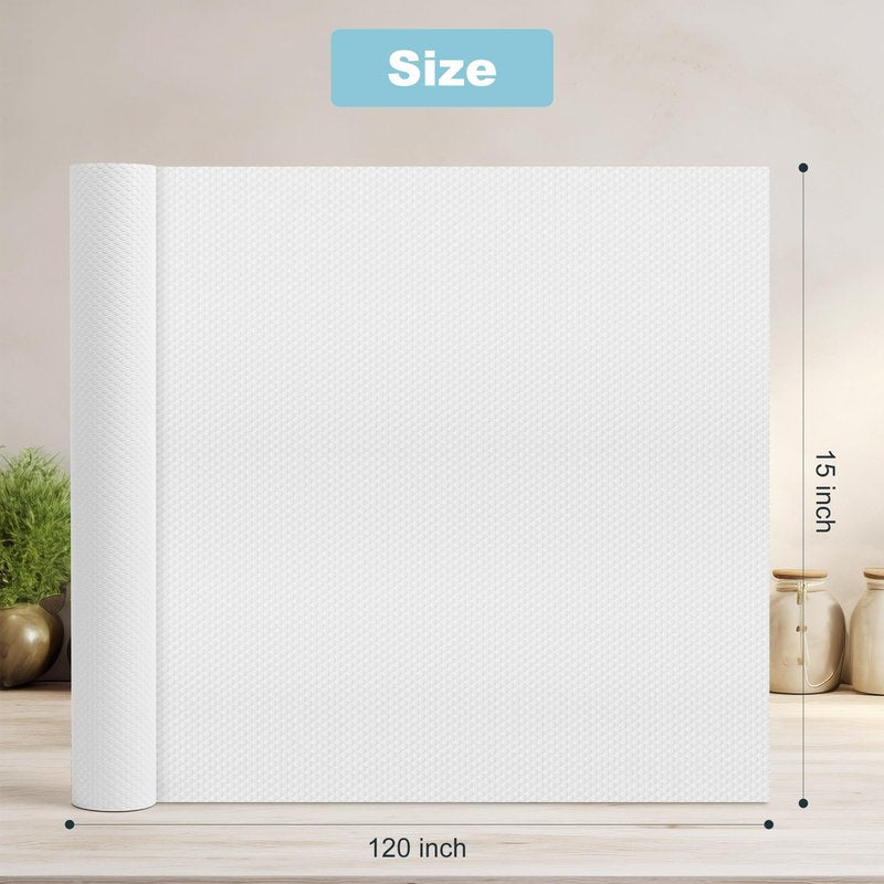 PABUSIOR Adhesive Cabinet Shelf Liner: Peel and Stick Non-Slip White Contact Paper - Waterproof Kitchen Drawer Liner for Pantry Shelves Bathroom Cupboard 15" W x 120" L