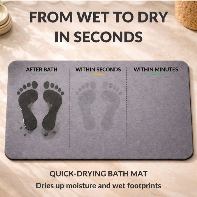 Pebble Nest Stone Bath Mat – Diatomaceous Earth Quick Drying Non-Slip Bathroom Mat – Super Absorbent Diatomite Shower Mat, Durable & Easy to Clean, Modern, 23.6" x 15.3", (Slate Grey - Linea)