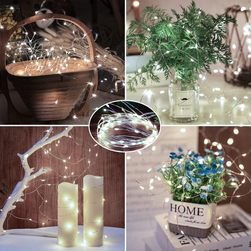 Brightown LED Fairy Lights - 24 Pack Battery Operated 7 ft Waterproof Silver Wire | Perfect for Weddings & Crafts (White)
