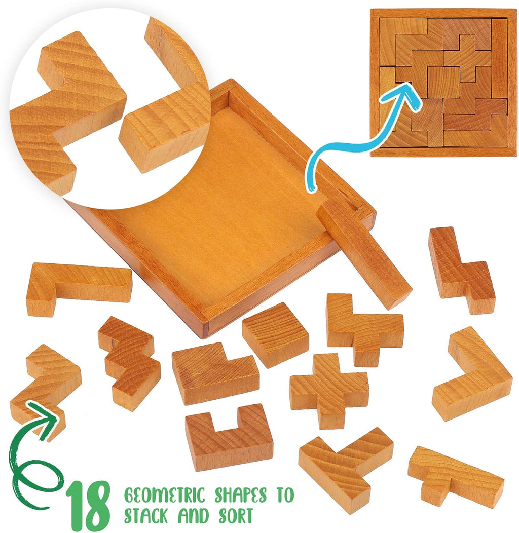 Skiennix Wooden Brain Teaser Puzzle - Engaging Challenge for Kids & Adults | Perfect for Mental Workout