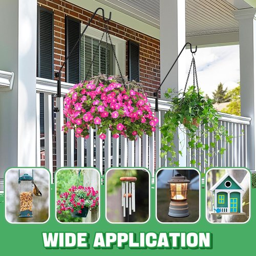 Biubee Deck Bird Feeder Hanger - Heavy-Duty Steel Railing Hook with Adjustable Clamp | 13.8 Inches, 2-Pack