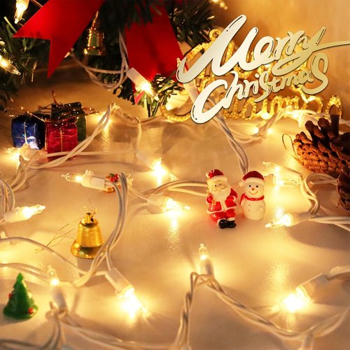 Clear Christmas Lights - 66FT Warm White Mini Lights with 200 Bulbs | Indoor & Outdoor Holiday Decor
