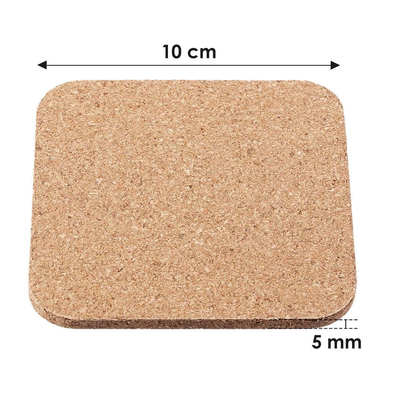20 Pieces 5 mm Thick Wooden Cork Coasters Absorbent Square Cork Drink Coasters Mats 4 x 4 Inch