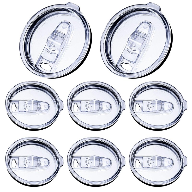 8 Pack 30 oz Tumbler Replacement Lids Plastic Splash Covers tops for 30 oz coffee cup lids Clear Cup Covers for Inner diameter 3.62 to 3.66 Inch Mouth Tumbler Cooler
