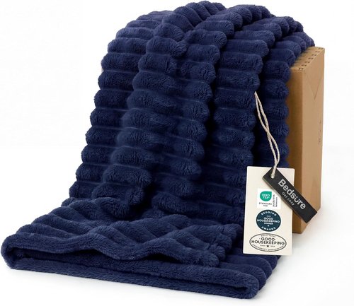 Bedsure GentleSoft Fleece Blanket - Cozy Navy Blue Throw for Couch, 60x80 Inches