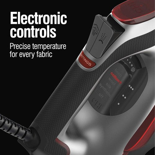 CHI Steam Iron - Professional Grade with Electronic Temperature Control & Titanium Soleplate | 1700 Watts, XL 10' Cord, Silver