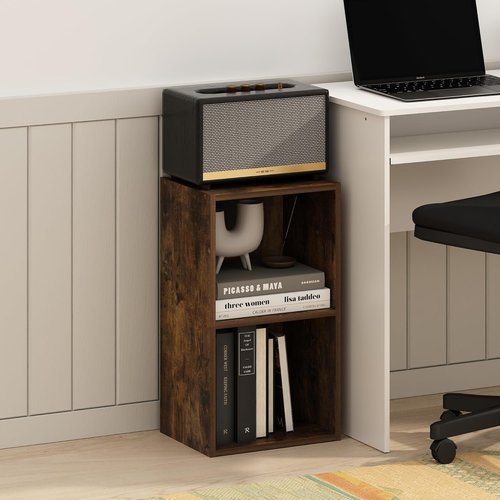 Furinno PASIR 2-Tier Modern Bookshelf - Open Shelves Bookcase in Amber Pine | Easy Assembly for Living Room, Bedroom, Home Office