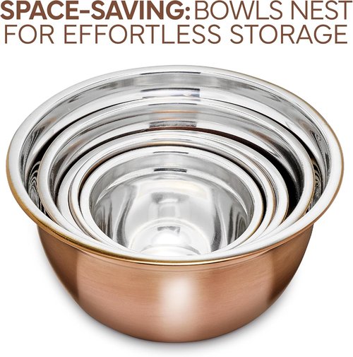 Cook With Color 18-Piece Mixing Bowls Set - Airtight Lids & Stainless Steel Organizers | Copper