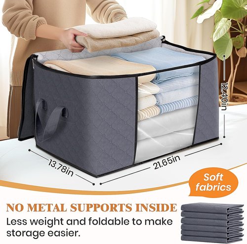Fab Totes Storage Bags - Foldable Closet Organizers with Reinforced Handles | Ideal for Clothes & Blankets