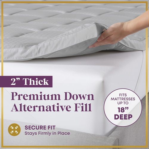 CirclesHome Hotel Collection Full XL Size Hybrid Mattress Protector & Pad - Extra Padded, Thick, Plush, & Fitted Mattress Topper for Bed - Comfortable Pillow Top Mattress Cover
