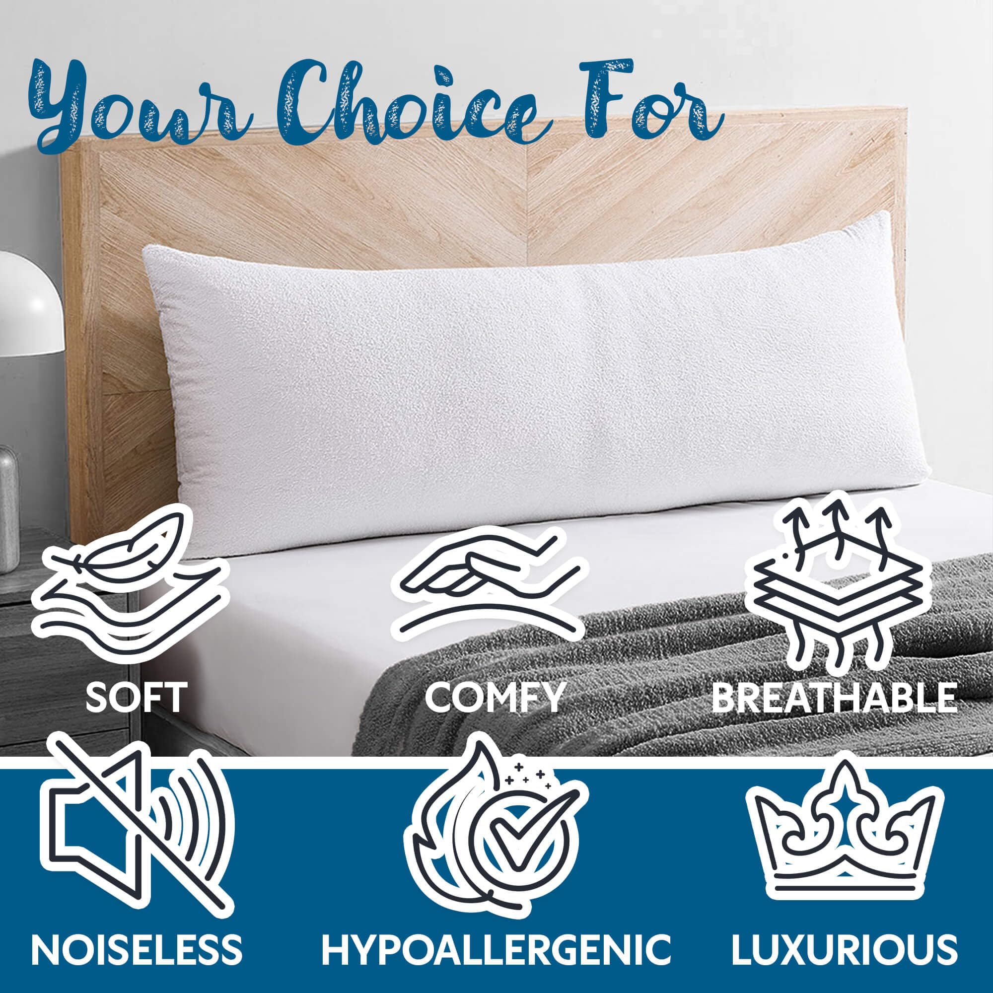 Guardmax Terry Cotton Pillow Protector with Zipper Standard Size - 2 Pack -100% Waterproof, Bed Bug Proof, Dust Mite Proof, & Hypoallergenic Pillow Covers - Premium Zippered Pillow Cases. (20 X 26)