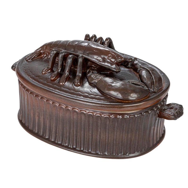 Creative Co-Op, Brown Matte Stoneware Baker with Lobster Design, Large