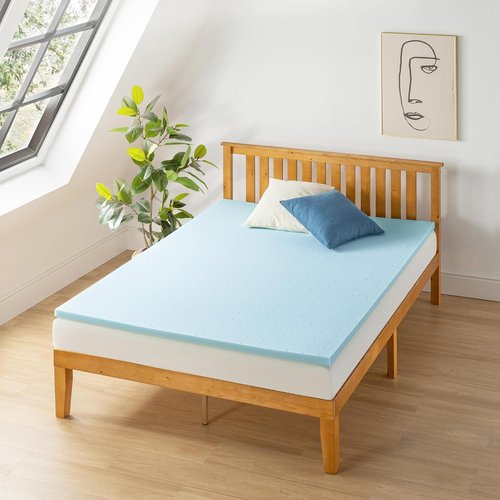 Best Price Mattress 1.5 Inch Ventilated Memory Foam Mattress Topper - Cooling Gel Infusion, King Size