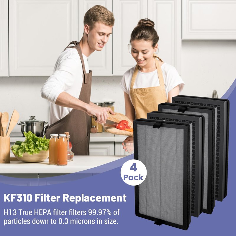 Popurure KF310 Replacecment Filter Compatible with Kenmore SMART 1500e Series Air Purifier PM3020, Part No.KF310 Filters, with 3-in-1 True HEPA Filters, 4-Pack