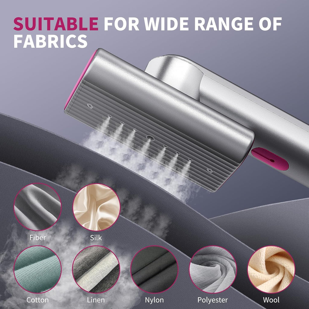 Skiennix Portable Clothes Steamer - Fast Heat-Up in 15 Seconds | 70ml Water Tank, Silver Gray