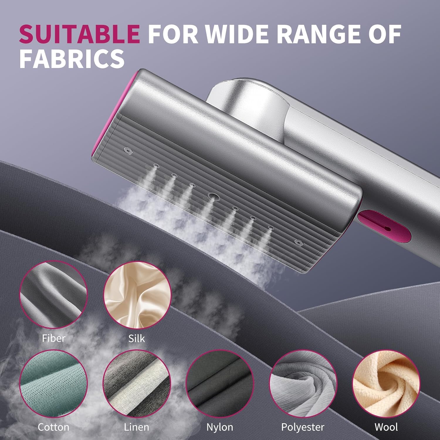 Skiennix Portable Clothes Steamer - Fast Heat-Up in 15 Seconds | 70ml Water Tank, Silver Gray