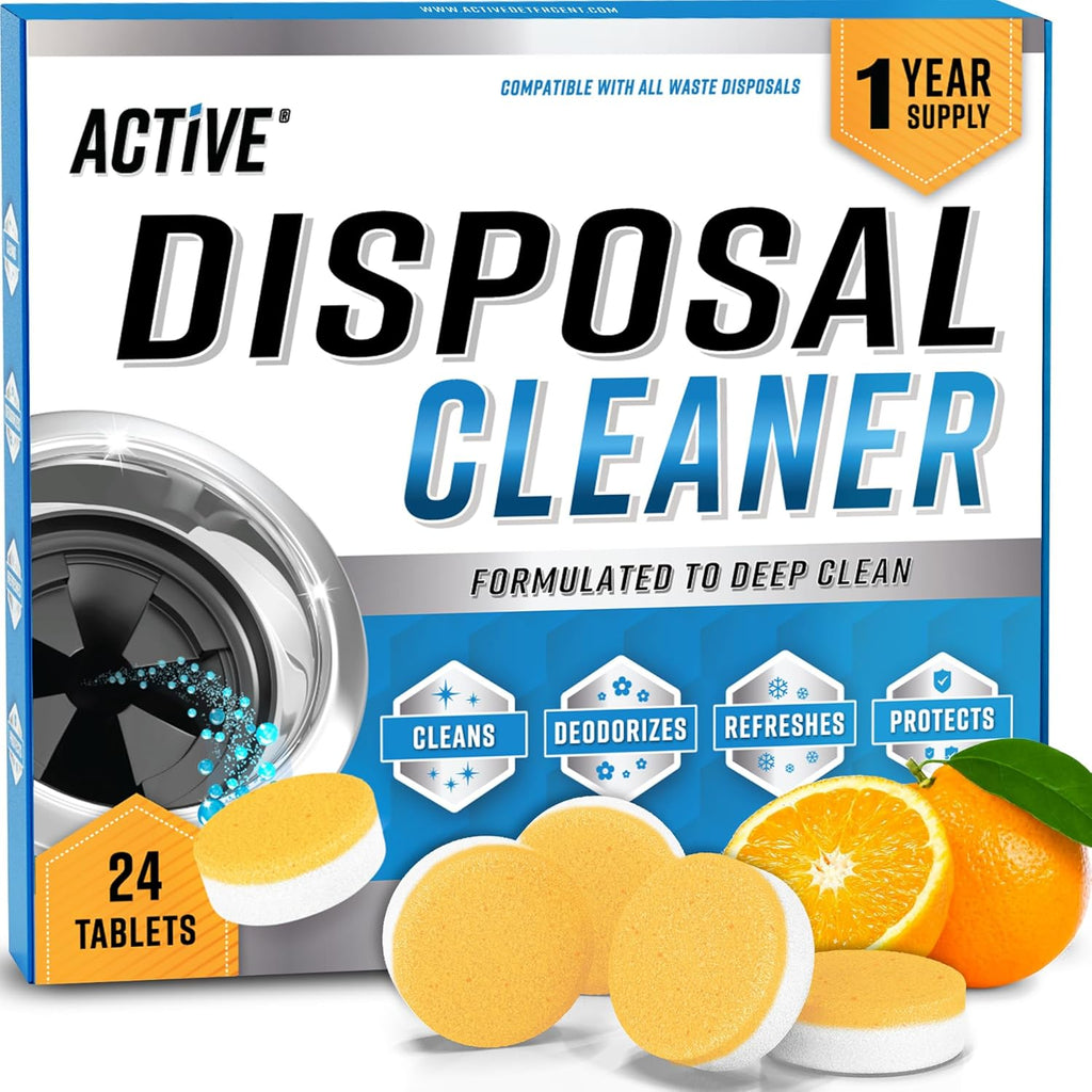Skiennix Garbage Disposal Cleaner Tablets - Powerful XL Citrus Foam Deodorizer | 24 Pack for Fresh Kitchen Drain Care