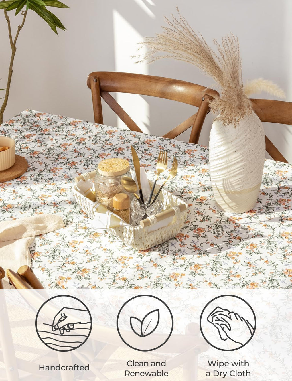 StorageWorks Round Woven Paper Rope Basket - Wooden Handles, Beige | Small 2-Pack for Gifts & Organization