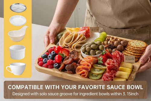 THETCHRY Charcuterie Board with Clear Lid,Large Travel Portable Cheese Board Charcuterie Boxes Cutting Boards for Kitchen, Gifts for Women,Black