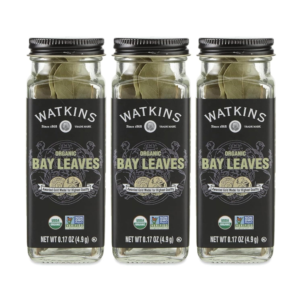 Watkins Gourmet Organic Bay Leaves - Flavorful Spice Jar | 0.17 Ounce, 3 Count
