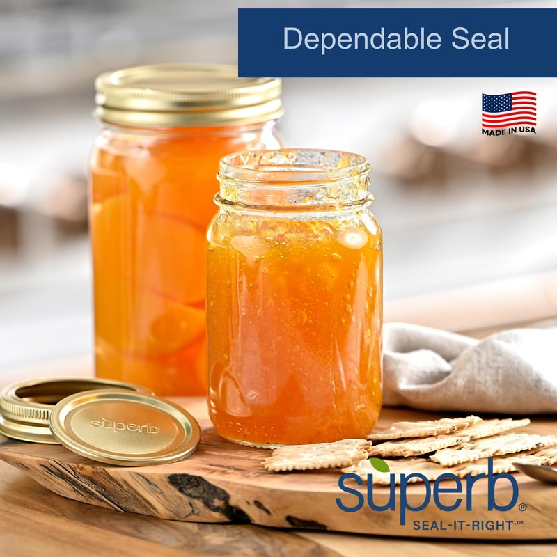 Superb Regular Mouth Mason Jar Canning Lids with Bands/Jar Rings – Made in the USA