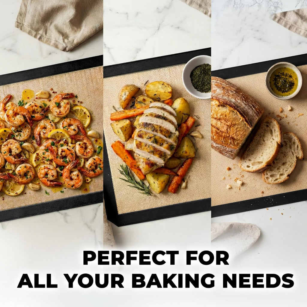 Zulay Kitchen Silicone Baking Mat 2-Pack - Reusable Nonstick Sheets for Oven & Pastry | Easy to Clean, Heat Resistant (Black)