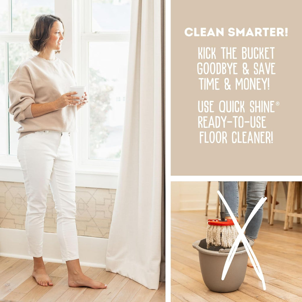Quick Shine Hardwood Floor Cleaner 64oz - Streak-Free, No Rinse Formula | Ideal for Spray & Vac Mops