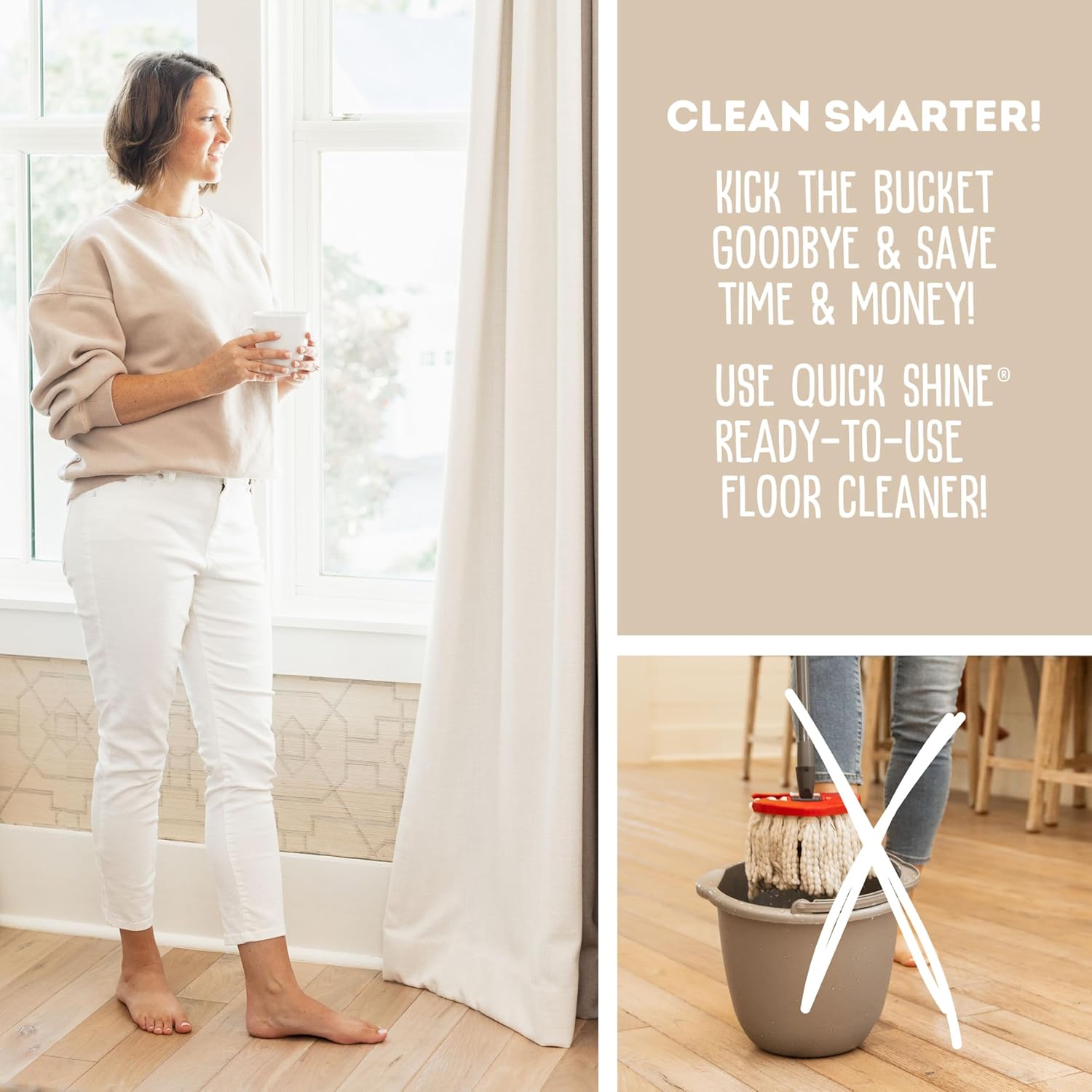 Quick Shine Hardwood Floor Cleaner 64oz - Streak-Free, No Rinse Formula | Ideal for Spray & Vac Mops