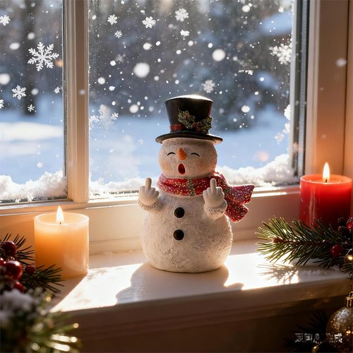 Hodao Snowman Figurine - Unique Indoor Holiday Decoration | Festive Ornament for Home & Office