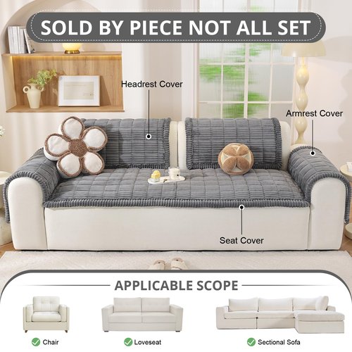 Couch Cover for Dogs Washable, Pet Couch Covers for Sofa, Soft Fuzzy Sectional Sofa Cover L Shape, Thick Couch Protector Pet Friendly, Paw Cart Dog Mat for Couches and Sofas (27.6" x 70.9", Dark Grey)