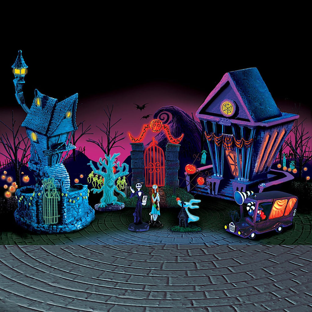 Regine Switzerland Nightmare Before Christmas Black Light Village Set - Enchanting Holiday Decor