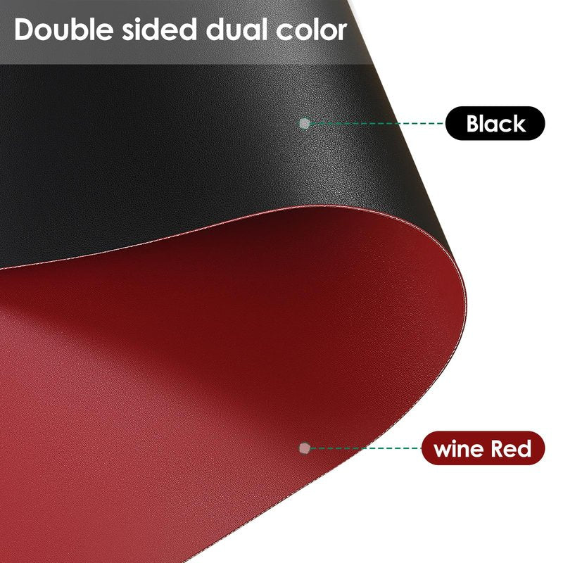 Zinkooat Leather Table Cover,1.8mm Thick,48x72 Inch,Table Protector for Dining Room Table,Dining Table Cover,Table Cover Protector,Table Pads for Dining Room Table(Black+Wine Red,48x72)
