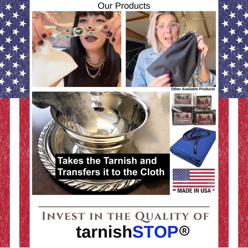 Save 3.00 | TarnishSTOP | USA Made | Luxury Anti-Tarnish Bag (18"x6", Black) | Silver Storage Bundle with Tarnish Removal Polishing Cloth for Silverplate, Sterling, Jewelry & Flatware