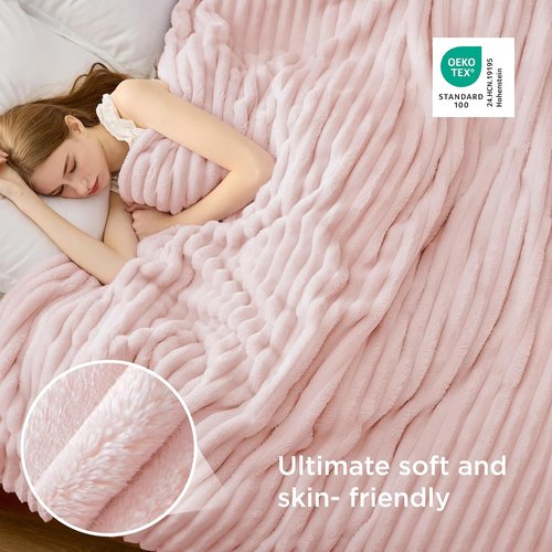 Bedsure GentleSoft California King Blanket - Cozy Crystal Pink Throw, 102x96 Inches for Ultimate Comfort