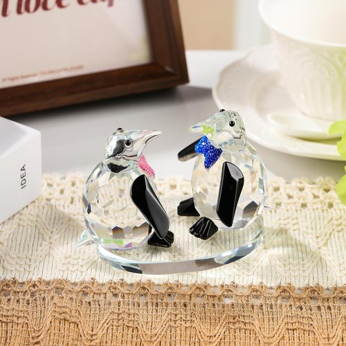Arikyrist Crystal Penguin Figurine - Cute Glass Collectible Gift for Couples | Home Décor Accent