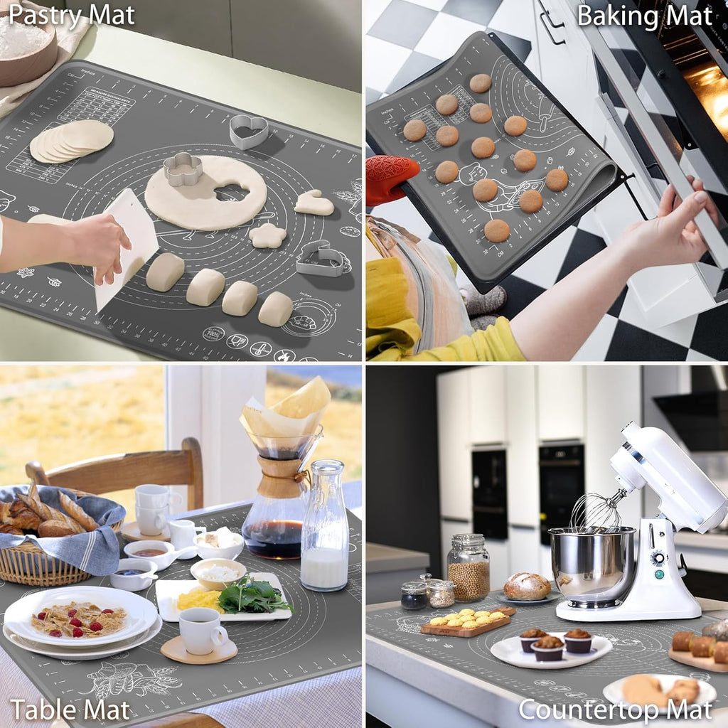 Skiennix Silicone Baking Mat - Extra Thick Non-Stick Pastry Mat with Measurements | 32x24 Inch