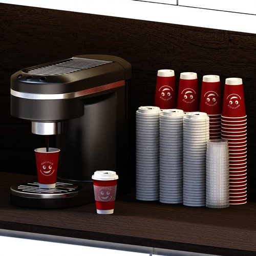 HAPPYFACE 100 Pack, 16 oz Disposable Coffee Cups, Double Wall, Cold or Hot Drink Cups, with Lids, Sleeves, Stirring Straws, Suitable for Home and Party