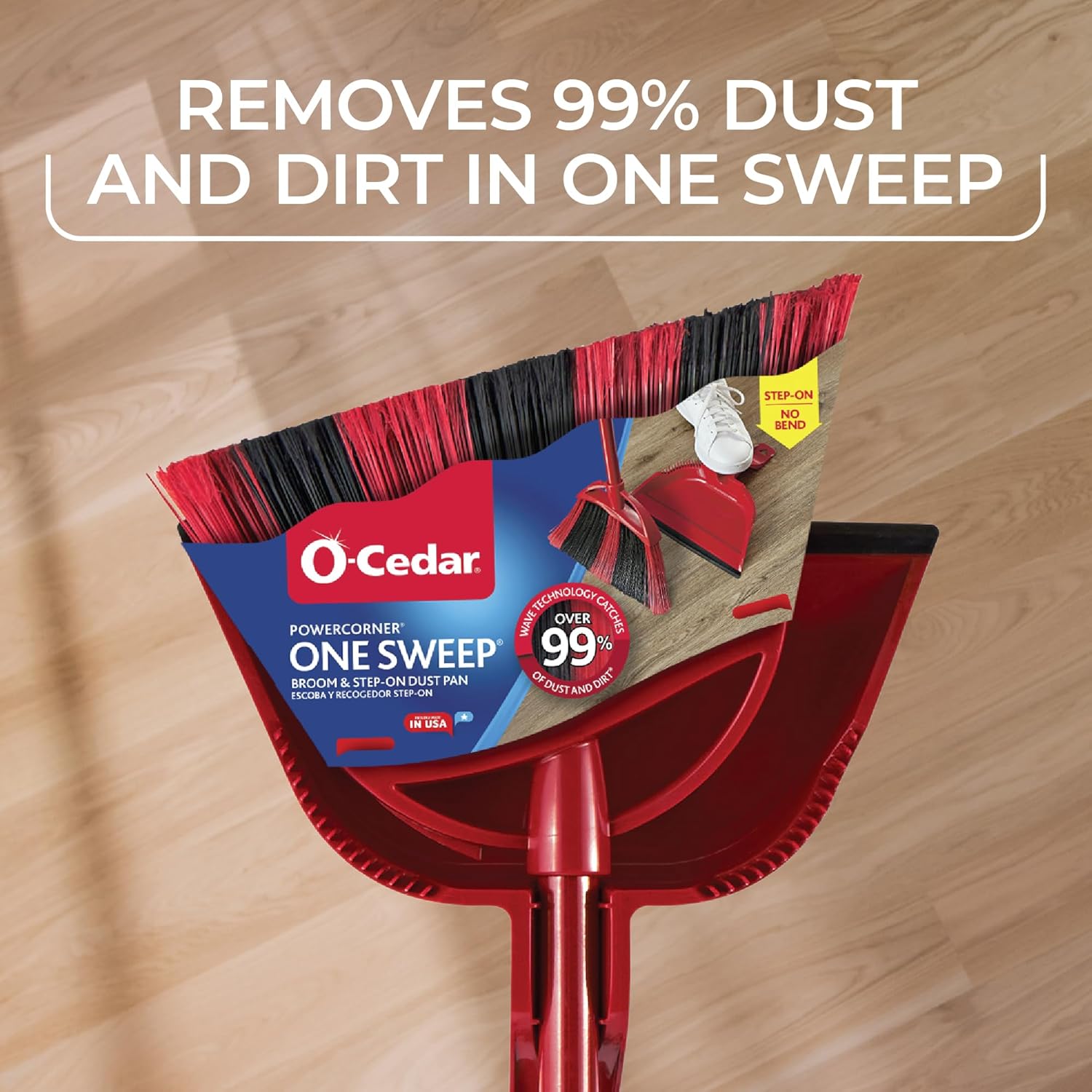 O-Cedar One Sweep Broom - Lightweight Step-On Dustpan for Effortless Pet Hair Removal | Quiet Cleaning Tool
