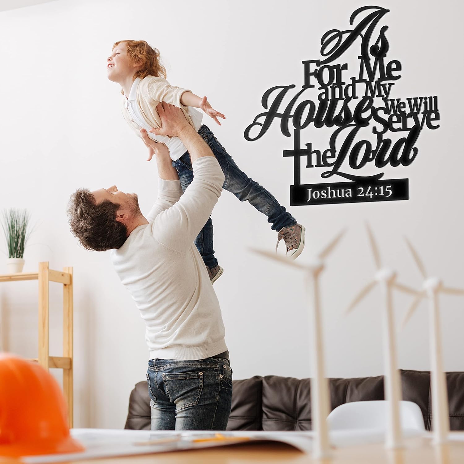 Vivegate Metal Bible Verse Wall Decor - "As For Me And My House" Christian Sign | Black