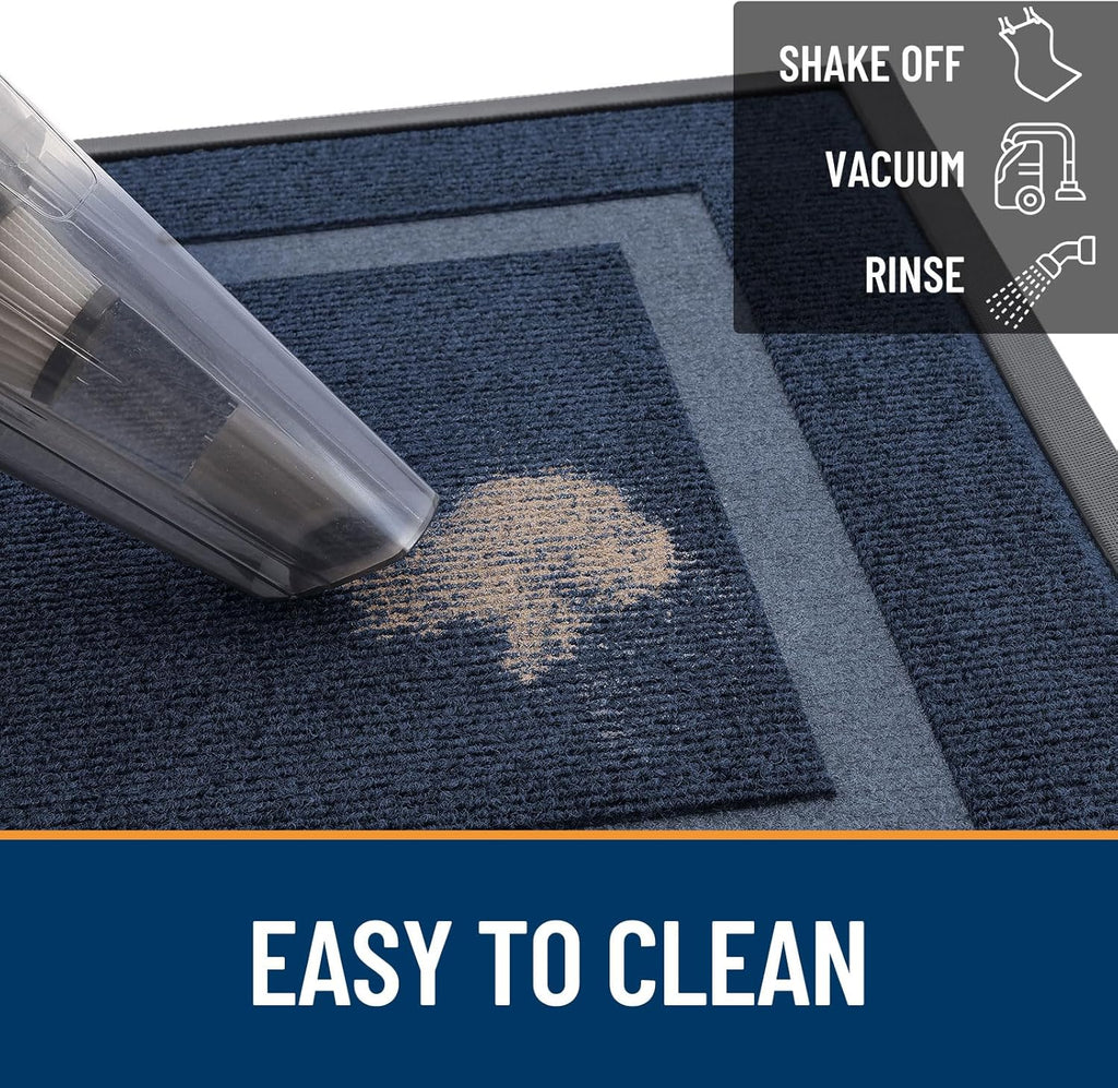 OLANLY Indoor Outdoor Front Door Mat - Waterproof All-Season Doormat, Easy Clean, 23.5x15.5, Blue
