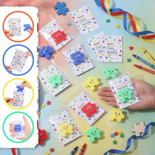 Hollowfly Autism Awareness Fidget Puzzle Stress Balls - 24 Sets with Inspirational Cards for Relief
