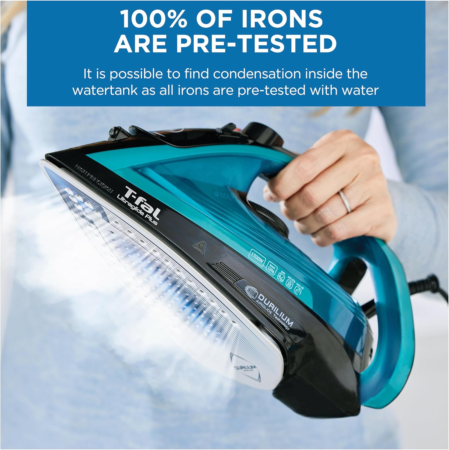 T-Fal Ultraglide Steam Iron - 1800 Watts with Durilium Soleplate, Precision Tip & Anti-Drip | Auto-Off Feature