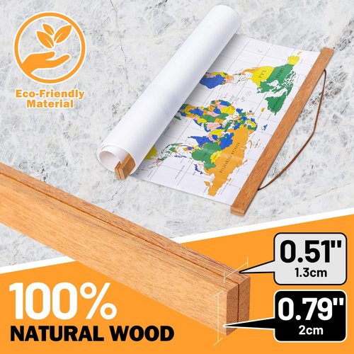 Benjia Magnetic Wooden Poster Frame - Light Wood Hanger for Photos & Artwork | 36" Teak Color